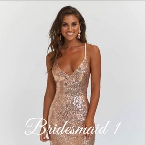 A&N Bridesmaid Kara Sequin Gown - Rose Gold